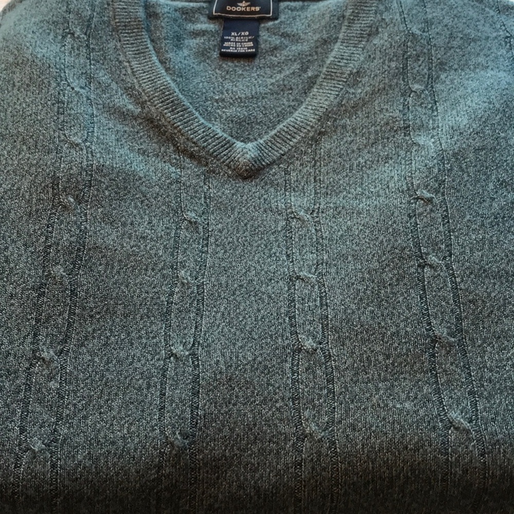 Dockers v-neck men’s sweater blue-grey XL cable